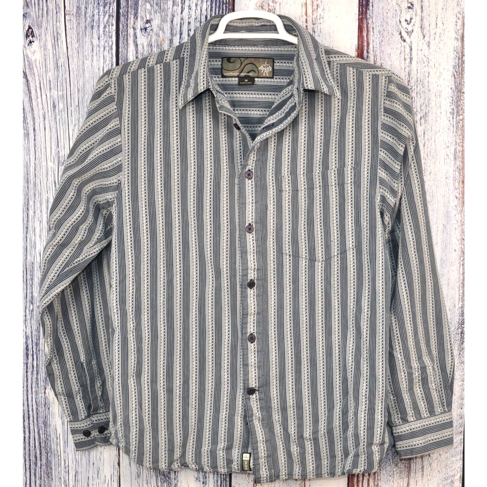 Prana Cotton Blend Shirt Adult Medium Plaid Long Sleeve Button Up RN 92382